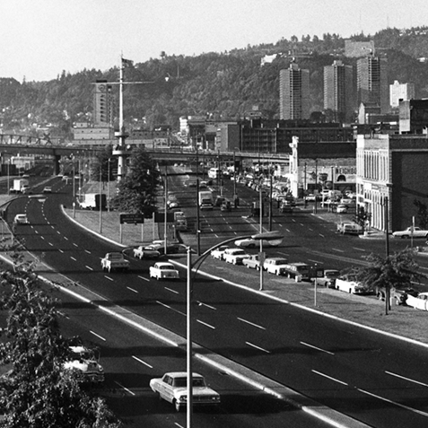 Snapshot of city traffic and buildings